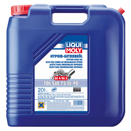 1408 LiquiMoly П/с. тр.масло Hypoid-Getrieb.TDL 75W-90 GL-4/GL-5/MT-1 (20л) - 20 л