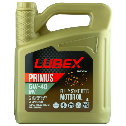 L034-1325-0405 LUBEX Синт-ое мот.масло PRIMUS MV 5W-40 CF/SN A3/B4 (5л) - 5 л