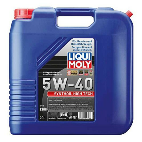 1308 LiquiMoly Синт-ое мот.масло Synthoil High Tech 5W-40 SN A3/B4 (20л) - 20 л